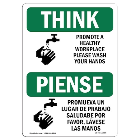 Signmission OSHA THINK, Promote A Healthy Workplace W/ Symbol, 5in X 3.5in Decal, 10PK, OS-TS-D-35-L-11855-10PK OS-TS-D-35-L-11855-10PK
